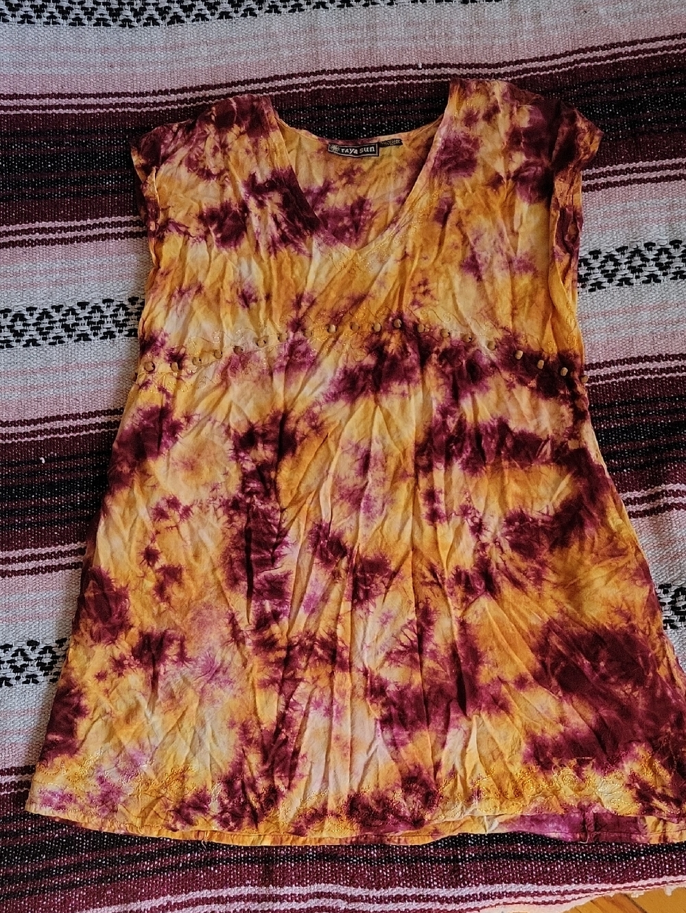 Raya sun Tie-Dye Dress in Orange and Burgundy